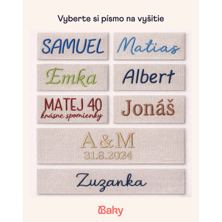 vyšitie mena a textu na fotoalbume