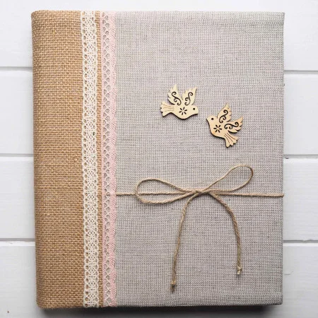 Prírodný svadobný fotoalbum - jutovina